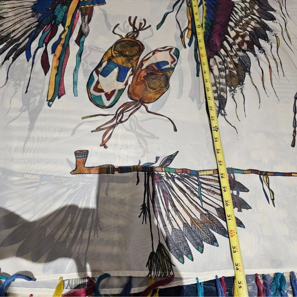 Double D Ranch Native American Kimono top Indian headdress moccasins tomahawk - Picture 7 of 7